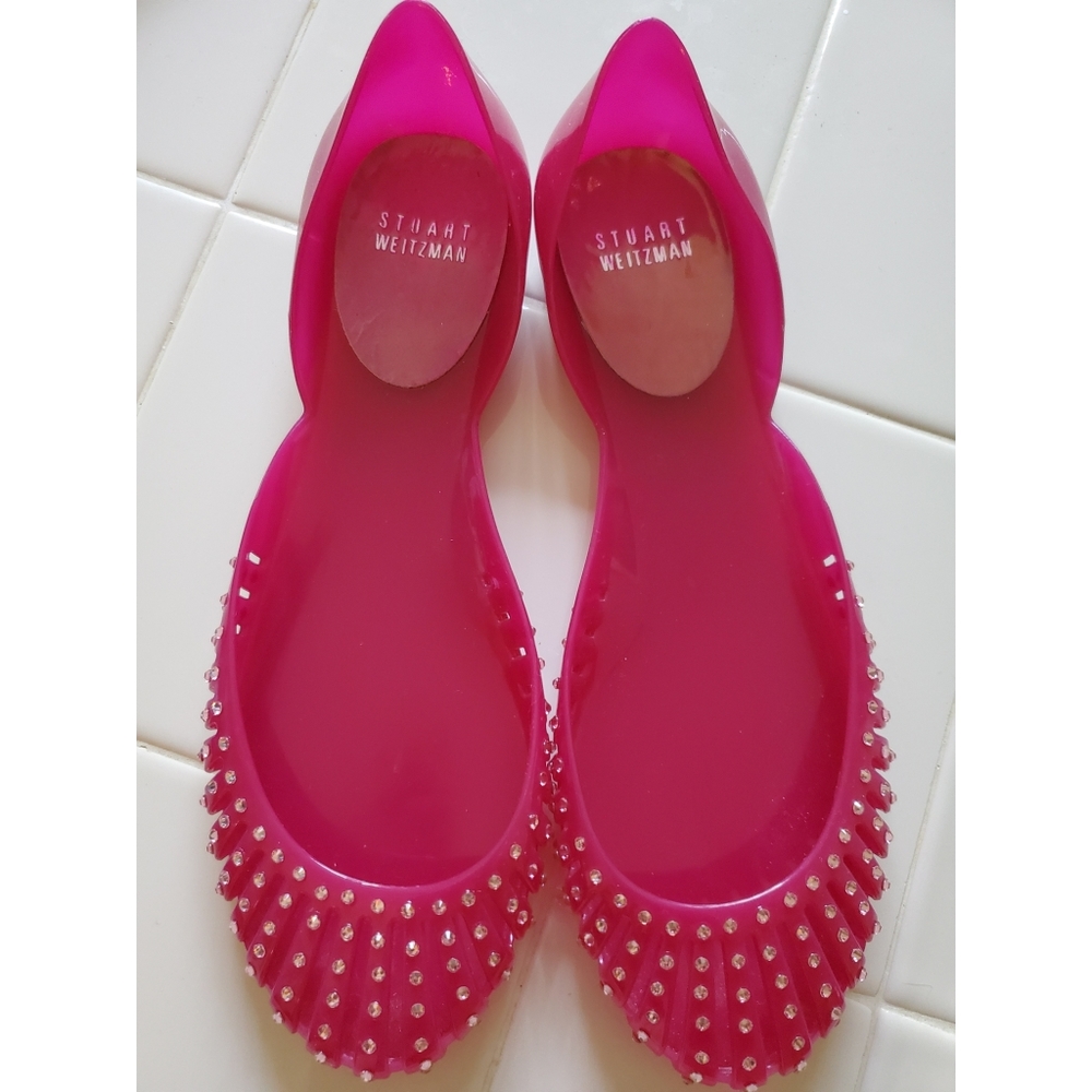 RARE stuart weitzman pink crystal jelly sandal